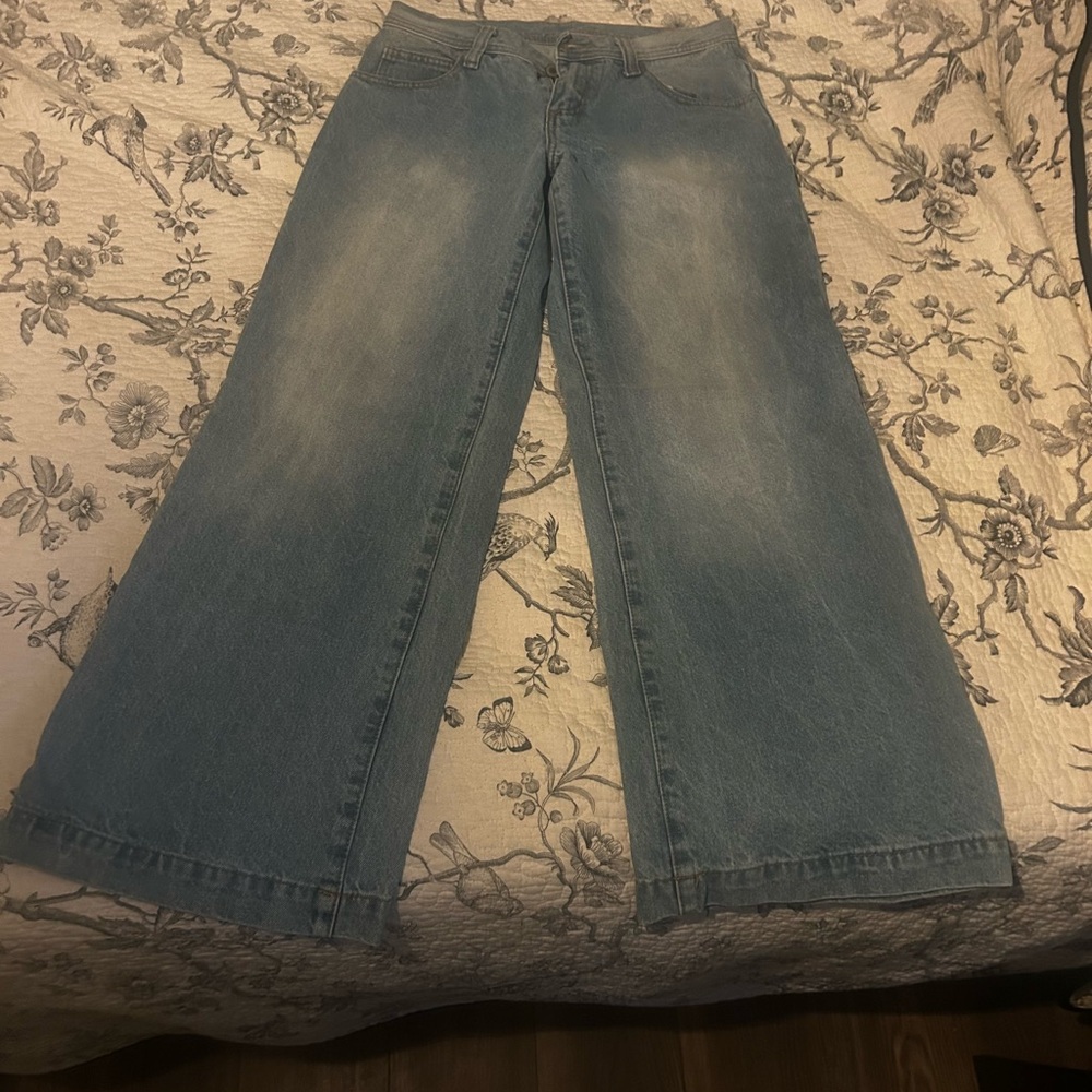 Brandy Melville Blue Flare Wide Leg Jeans